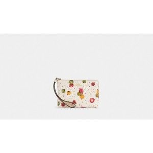 Coach Corner Zip Wristlet With Ornament Print Wristlet Wallets Bag Chalk White